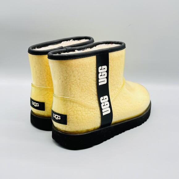 UGG Boots Womens 7 Yellow Beige Classic Clear Mini Ankle Shearling Waterproof - Picture 9 of 12